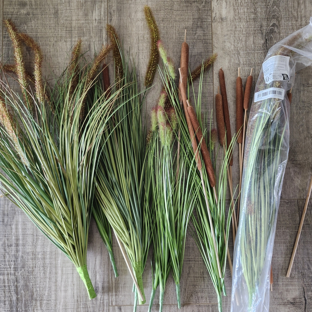 Lot Of Faux Reed Grass And Cat Tails